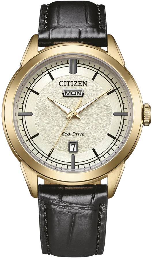 Citizen Eco-Drive AW0153-04AC Herrenuhr • Solar-Antrieb • Elegante Gold-Optik