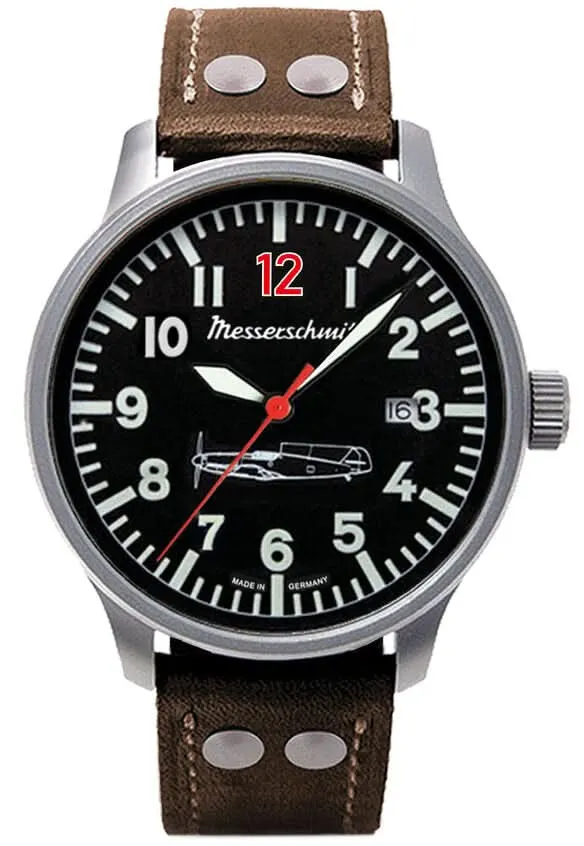 Messerschmitt ME 109 ME109-42R12L Herrenuhr • Historisches Flieger-Design • Made in Germany