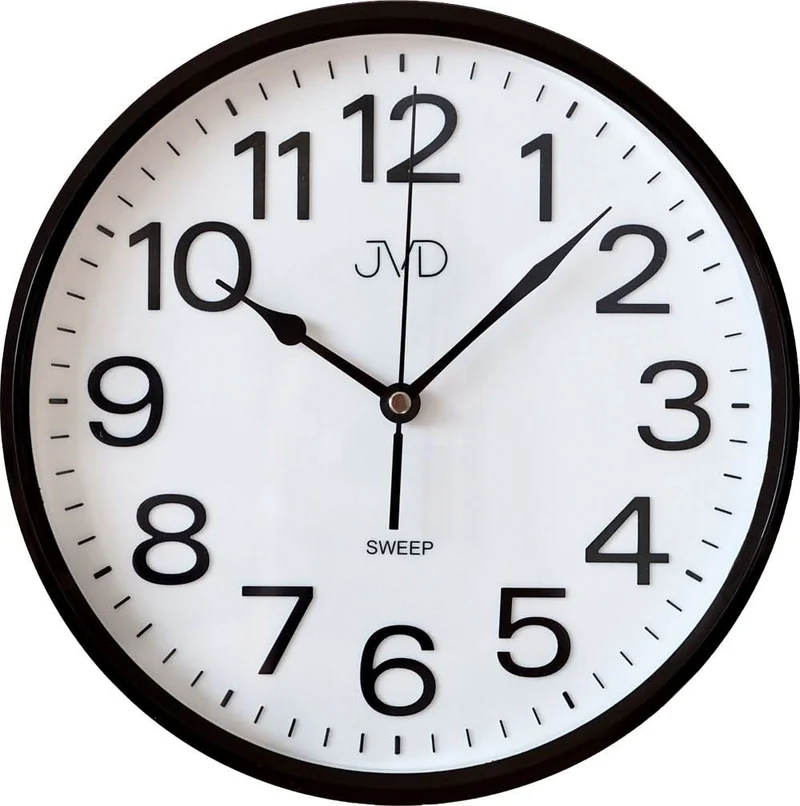 JVD Wanduhr 25,5 cm Ø Kunststoff • Lautloses Quarzwerk • Arabische Ziffern