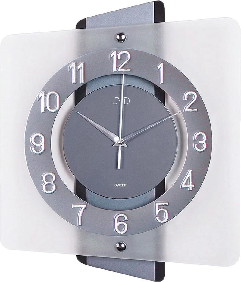 JVD Wanduhr 37x31x5,2 cm Holz, Glas • Geräuschloses Quarzwerk • Modernes Design