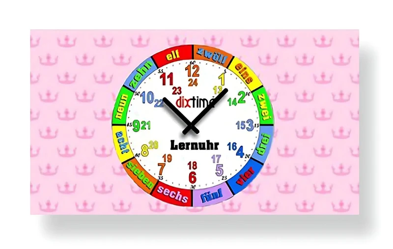 Dixtime Wanduhr 28x48 cm Aluminium • 3D-Optik • Lernuhr
