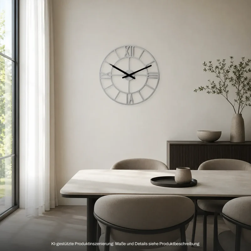 Hermle Wanduhr 50 cm Ø Holz • Minimalistische Eleganz • Transparentes Zifferblatt