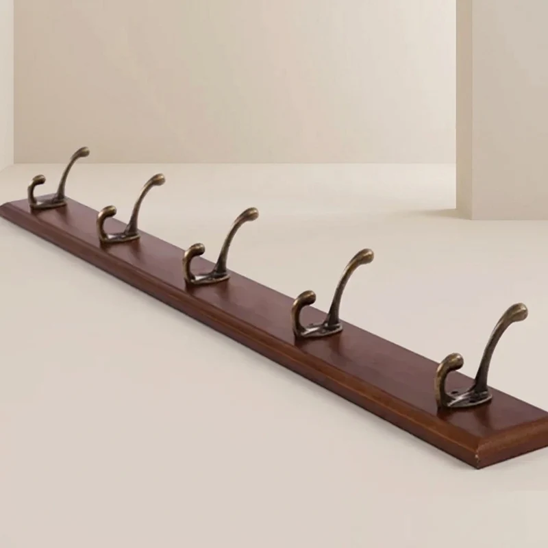 Houten Kapstok met 4 of 5 Haken voor Wandmontage in Wit Beige Bruin | Sansoti