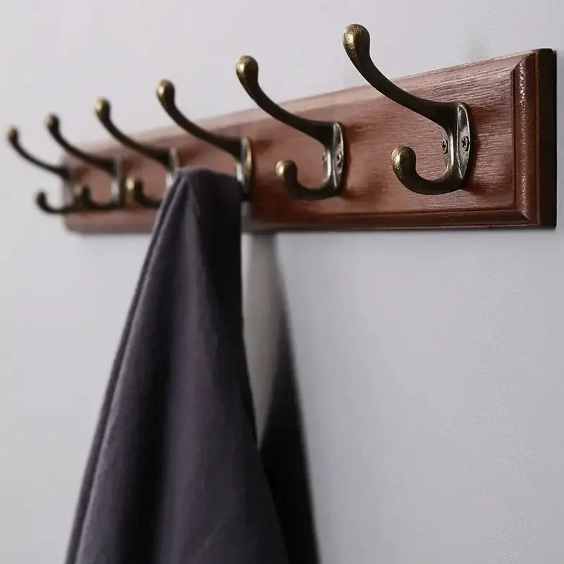 Houten Kapstok met 4 of 5 Haken voor Wandmontage in Wit Beige Bruin | Sansoti