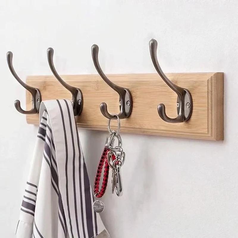 Houten Kapstok met 4 of 5 Haken voor Wandmontage in Wit Beige Bruin | Sansoti