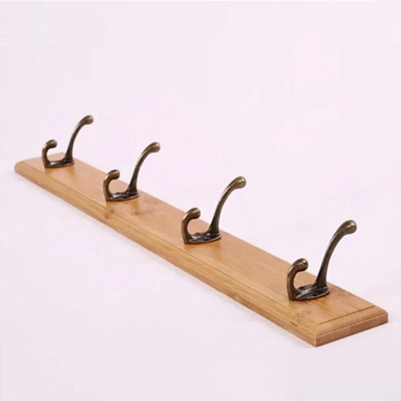 Houten Kapstok met 4 of 5 Haken voor Wandmontage in Wit Beige Bruin | Sansoti