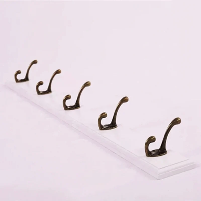 Houten Kapstok met 4 of 5 Haken voor Wandmontage in Wit Beige Bruin | Sansoti