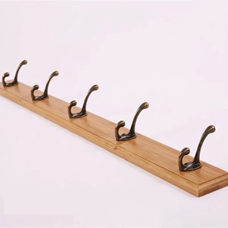 Houten Kapstok met 4 of 5 Haken voor Wandmontage in Wit Beige Bruin | Sansoti