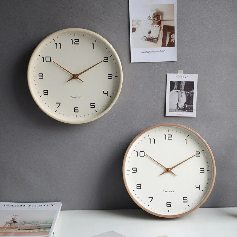 Houten Wandklok met Scandinavisch Minimalistisch Design in Natuurlijke Houtkleur voor Keuken en Woonkamer | Sansoti