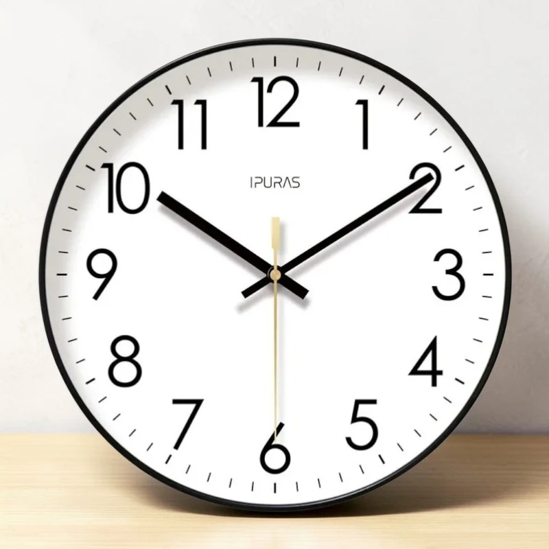 Wandklok Stil Uurwerk Minimalistisch Glas ABS Zwart Wit Goud Scandinavisch Modern Interieur 25 30 35 cm | Sansoti