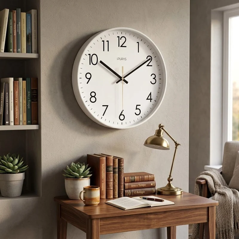 Wandklok Stil Uurwerk Minimalistisch Glas ABS Zwart Wit Goud Scandinavisch Modern Interieur 25 30 35 cm | Sansoti