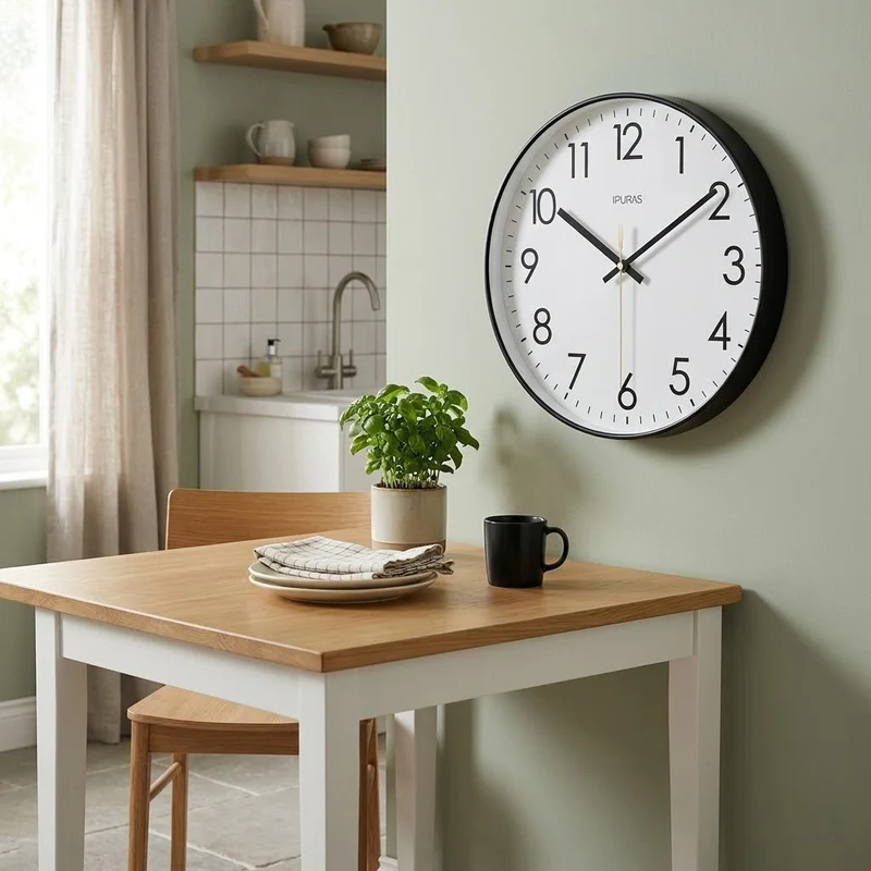 Wandklok Stil Uurwerk Minimalistisch Glas ABS Zwart Wit Goud Scandinavisch Modern Interieur 25 30 35 cm | Sansoti