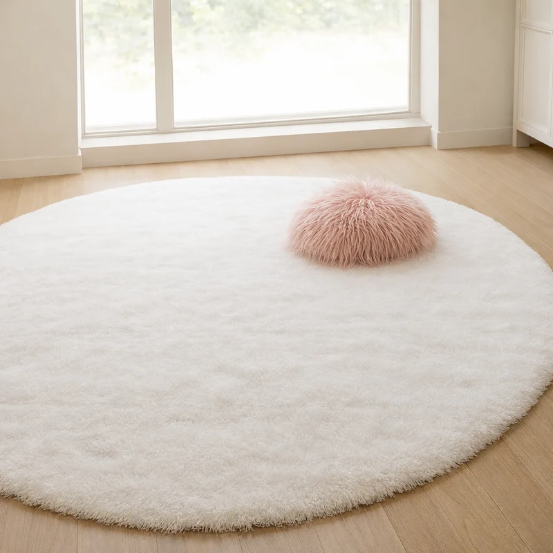 Rond Vloerkleed Zijde Wol Blend Neutrale Tinten Handgeweven Luxe Tapijt voor Woonkamer Slaapkamer Decoratief | Sansoti