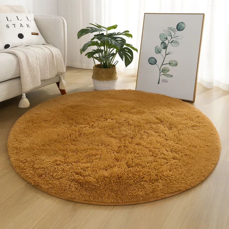 Rond Vloerkleed Zijde Wol Blend Neutrale Tinten Handgeweven Luxe Tapijt voor Woonkamer Slaapkamer Decoratief | Sansoti