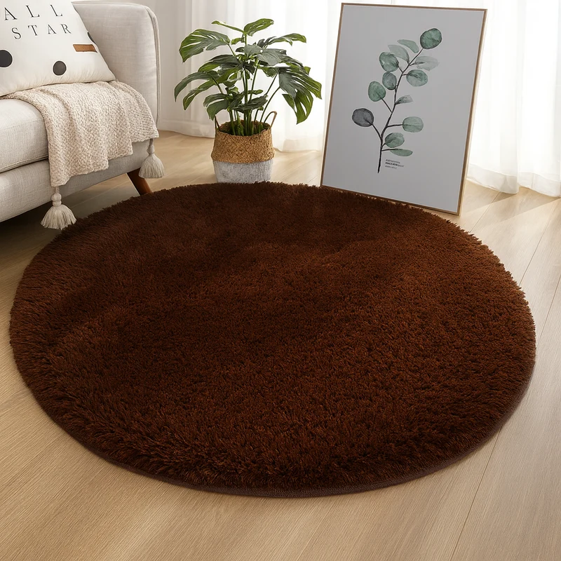 Rond Vloerkleed Zijde Wol Blend Neutrale Tinten Handgeweven Luxe Tapijt voor Woonkamer Slaapkamer Decoratief | Sansoti