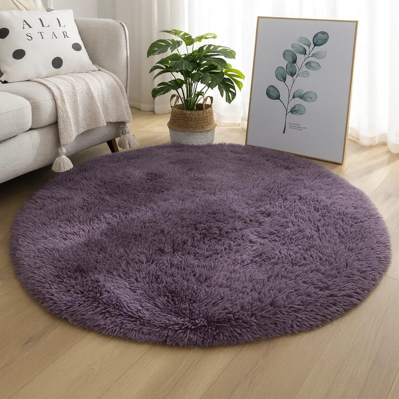 Rond Vloerkleed Zijde Wol Blend Neutrale Tinten Handgeweven Luxe Tapijt voor Woonkamer Slaapkamer Decoratief | Sansoti