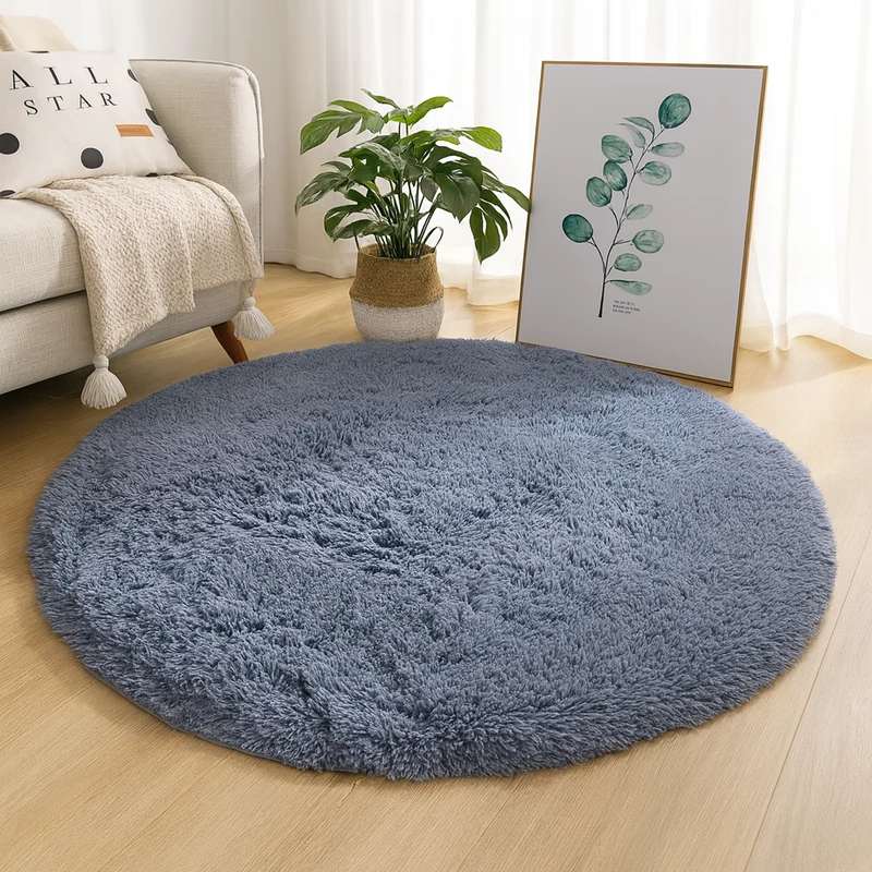 Rond Vloerkleed Zijde Wol Blend Neutrale Tinten Handgeweven Luxe Tapijt voor Woonkamer Slaapkamer Decoratief | Sansoti