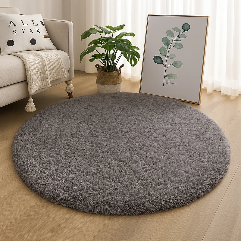 Rond Vloerkleed Zijde Wol Blend Neutrale Tinten Handgeweven Luxe Tapijt voor Woonkamer Slaapkamer Decoratief | Sansoti
