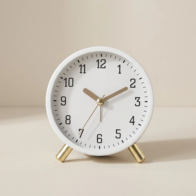 Tafelklok Scandinavisch Stil Stil Uurwerk Metaal Glas Batterij 13x11x5.5cm | Sansoti