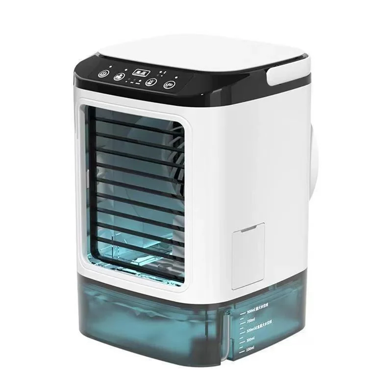 Mobiele Aircooler met Waterreservoir 900ml – Mini Luchtkoeler met Verneveling & LED – 3 Standen – Draagbare Airco voor Slaapkamer & Bureau | Sansoti