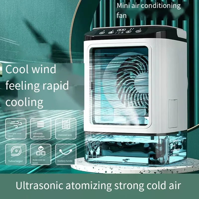 Mobiele Aircooler met Waterreservoir 900ml – Mini Luchtkoeler met Verneveling & LED – 3 Standen – Draagbare Airco voor Slaapkamer & Bureau | Sansoti