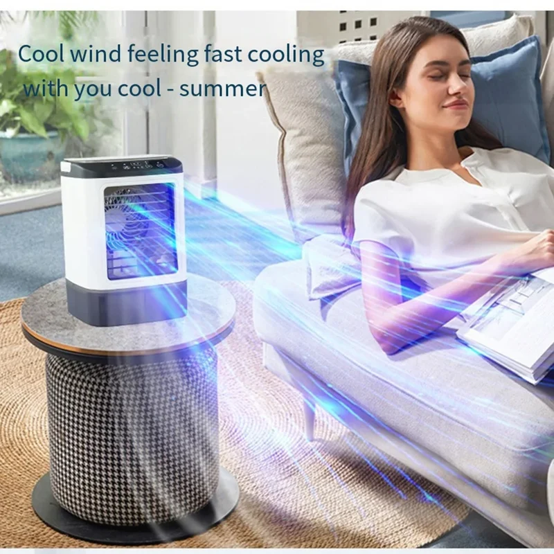 Mobiele Aircooler met Waterreservoir 900ml – Mini Luchtkoeler met Verneveling & LED – 3 Standen – Draagbare Airco voor Slaapkamer & Bureau | Sansoti