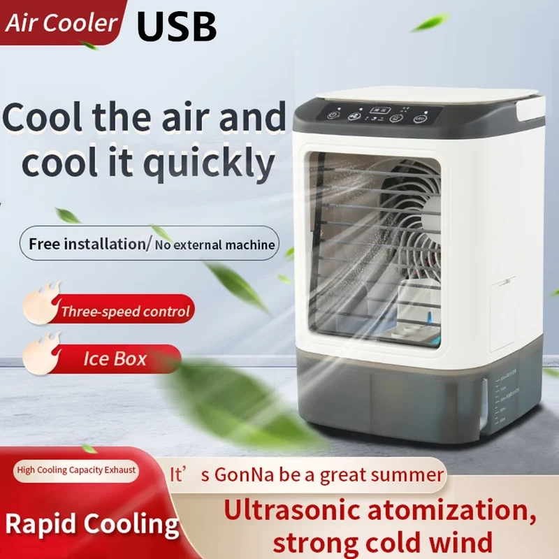 Mobiele Aircooler met Waterreservoir 900ml – Mini Luchtkoeler met Verneveling & LED – 3 Standen – Draagbare Airco voor Slaapkamer & Bureau | Sansoti