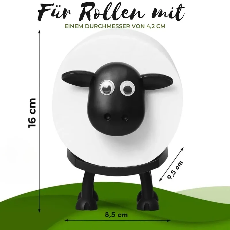 Schaap Toiletpapierhouder 3D-Geprint Vrijstaand Zwart PLA Badkamer WC Decoratief Design | Sansoti
