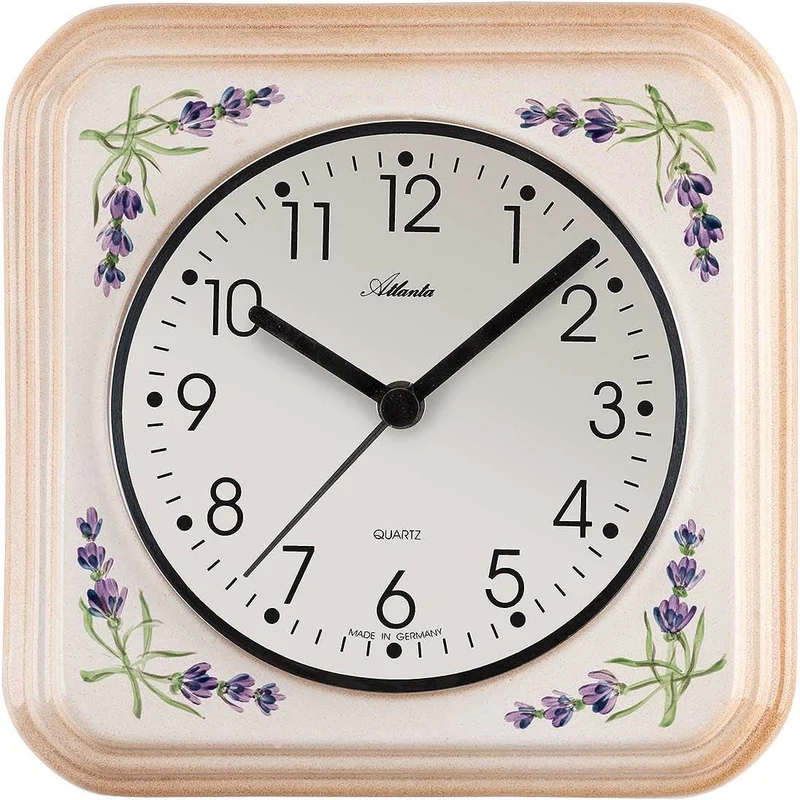 Atlanta Wanduhr 21x21 cm Keramik • Präzises Quarzwerk • Großes Zifferblatt