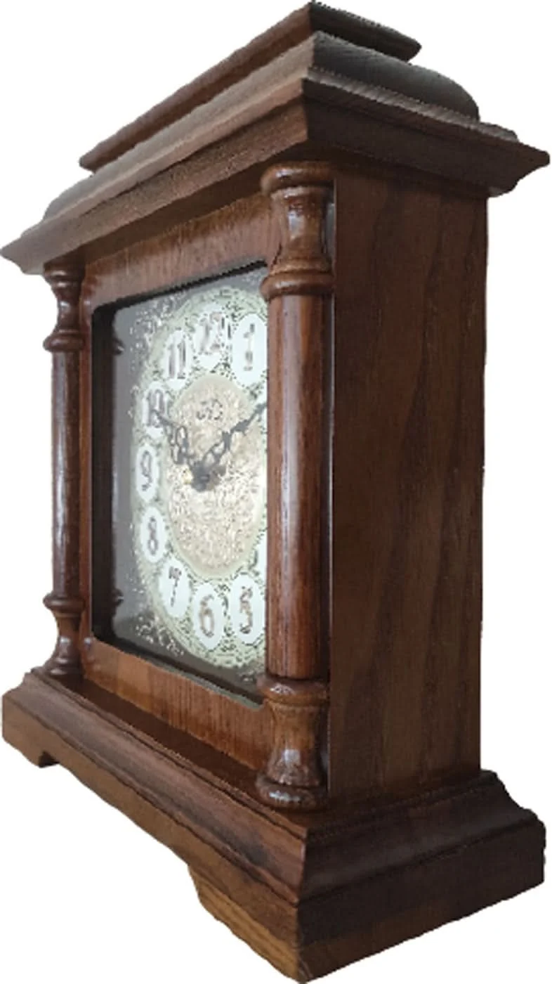 JVD Tischuhr 28,3x25,4x12 cm Holz • Klassisches Design • Quarzwerk mit Schlagwerk