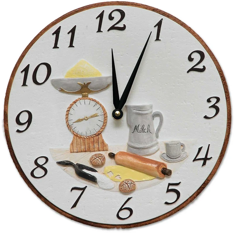 Terrastudio Wanduhr 26 cm Ø Keramik • Handbemalt • Küchenmotive