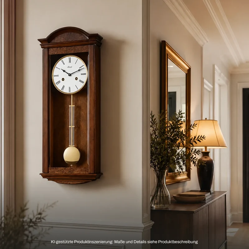 Hermle Wanduhr 65x24x14 cm Holz • Mechanisches 8-Tage-Uhrwerk • Halbstundenschlag