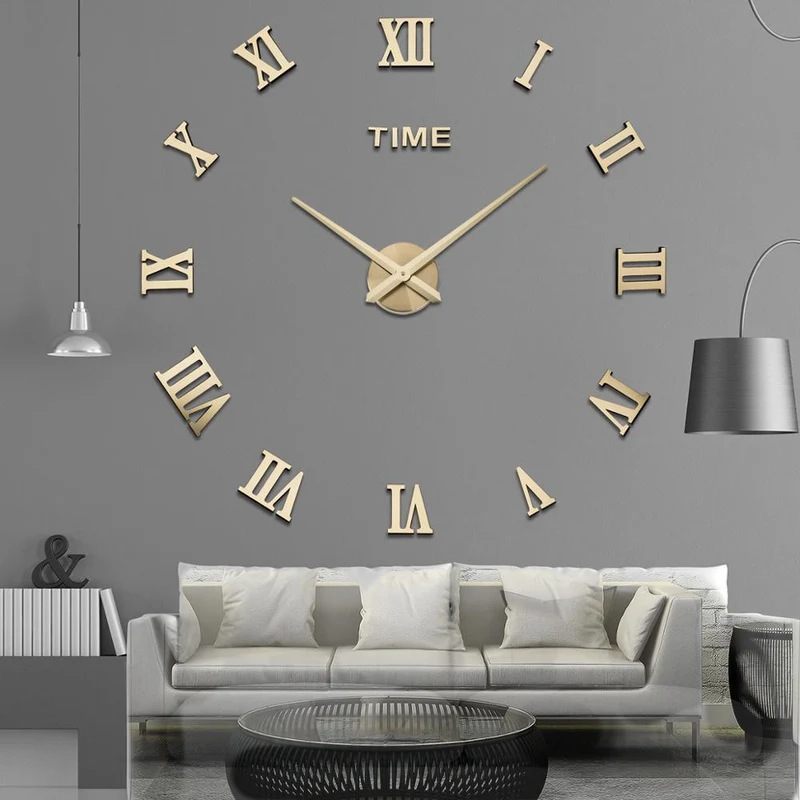 Wandklok Romeinse Cijfers Spiegelafwerking Geometrisch Ontwerp 50-120cm | Sansoti
