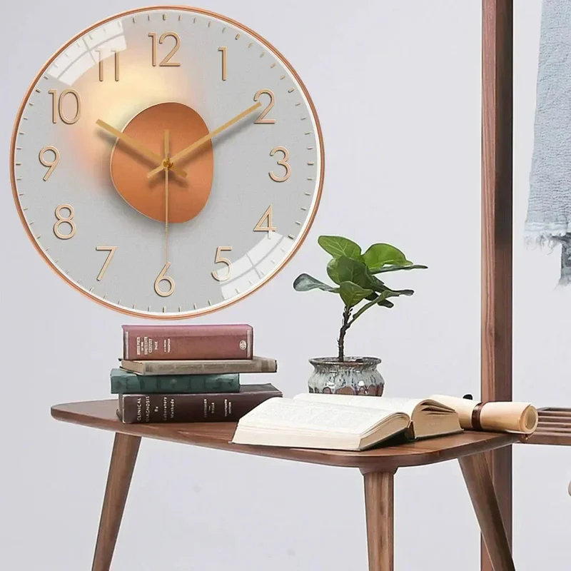 Stille Wandklok met Digitaal Verloopgoud Design 20cm | Sansoti