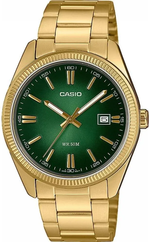 Casio Collection MTP-1302PGC-3AVEF Uhr • Grünes Zifferblatt • Roségold-Finish