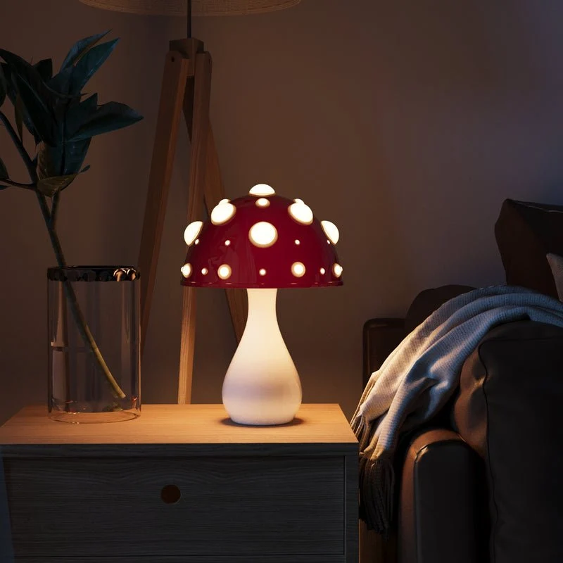 Minimalistische Paddenstoelvormige Tafellamp met Warm Licht – Moderne Sfeerverlichting voor Woonkamer, Slaapkamer en Nachtkastje | Sansoti