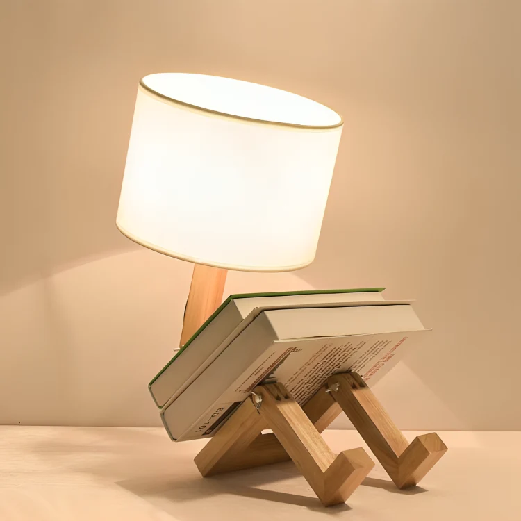 Scandinavische leeslamp met geïntegreerd boekenplankje — verstelbaar licht & compact design | Sansoti
