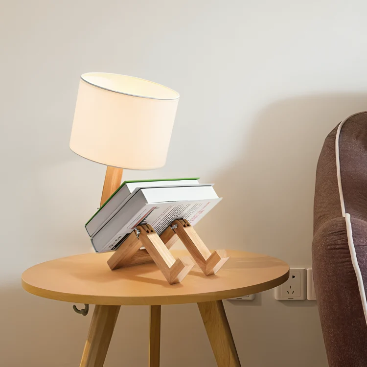 Scandinavische leeslamp met geïntegreerd boekenplankje — verstelbaar licht & compact design | Sansoti