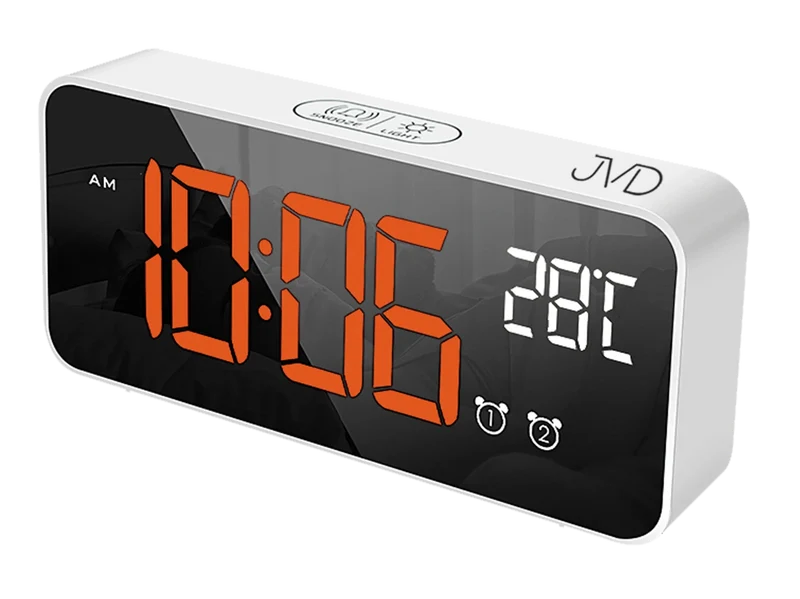 JVD Tischuhr 6,5x14,5x3,2 cm Kunststoff • Mit Thermometer • Doppelalarm
