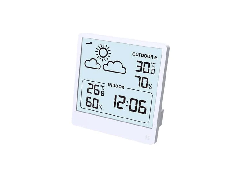JVD Tischuhr 9,33x9x4,4 cm Kunststoff • Wetterstation • Geräuschlos