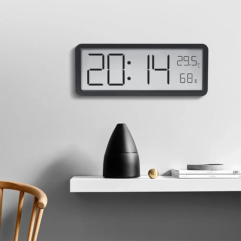 Digitale Wandklok met LED-Display – Temperatuur & Tijd – Modern Design – Wit & Zwart | Sansoti