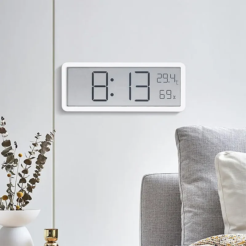 Digitale Wandklok met LED-Display – Temperatuur & Tijd – Modern Design – Wit & Zwart | Sansoti