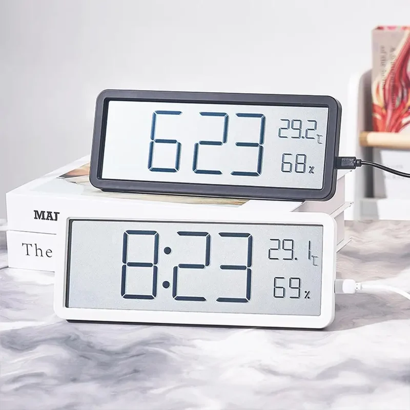 Digitale Wandklok met LED-Display – Temperatuur & Tijd – Modern Design – Wit & Zwart | Sansoti