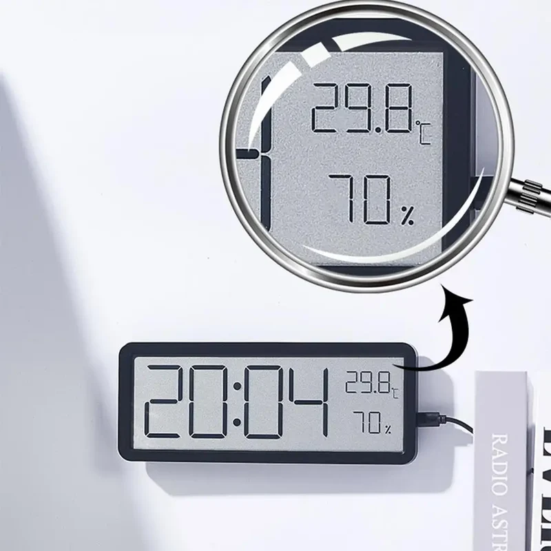 Digitale Wandklok met LED-Display – Temperatuur & Tijd – Modern Design – Wit & Zwart | Sansoti