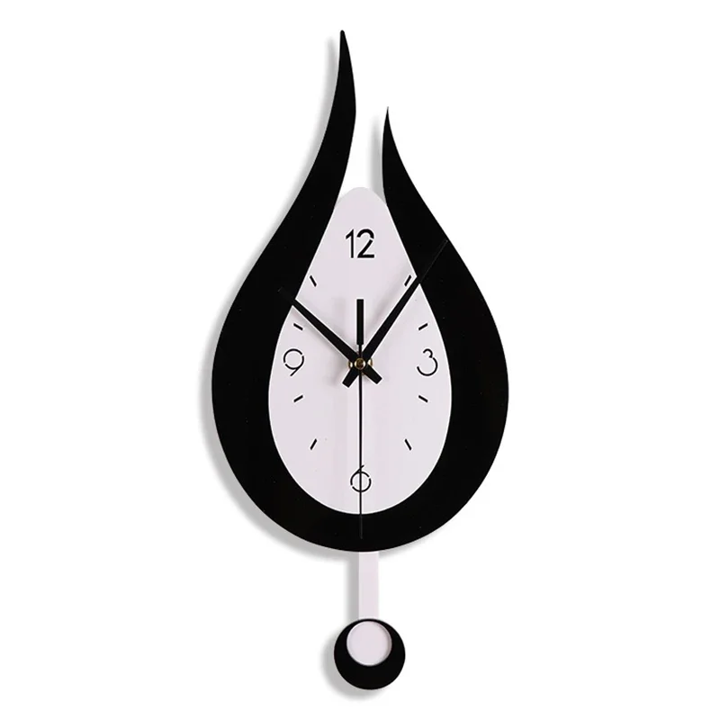 Acryl Slinger Wandklok met Stil Uurwerk – Moderne Waterdruppelvorm in Metaal voor Woonkamer en Slaapkamer | Sansoti