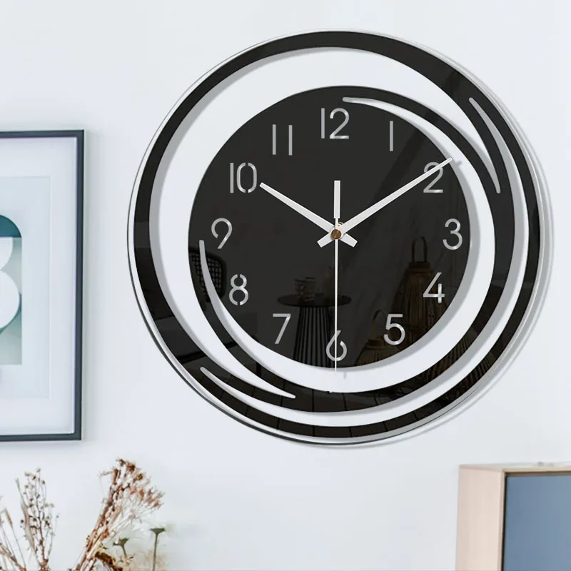 Wandklok Zwart Acryl - Modern Geometrisch Design - Stil Mechanisme - Scandinavisch Tijdloze Elegantie | Sansoti