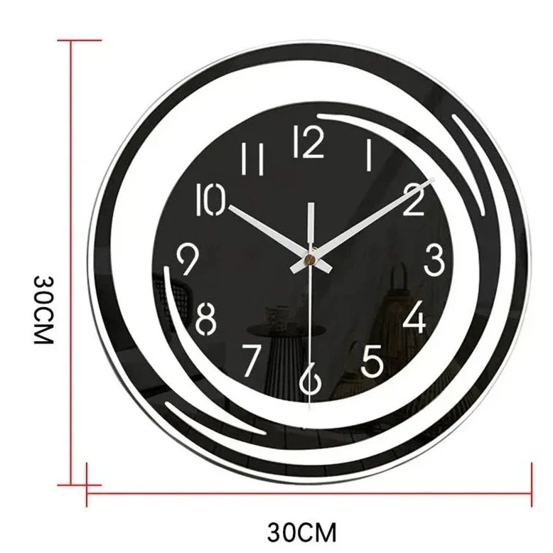 Wandklok Zwart Acryl - Modern Geometrisch Design - Stil Mechanisme - Scandinavisch Tijdloze Elegantie | Sansoti
