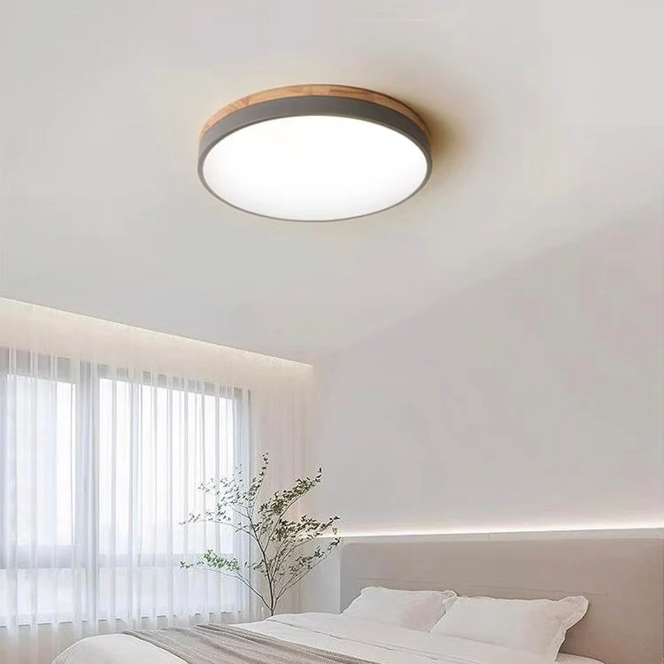 Ronde Plafondlamp met LED en Natuurlijk Hout — Scandinavisch Design met Dimfunctie | Sansoti