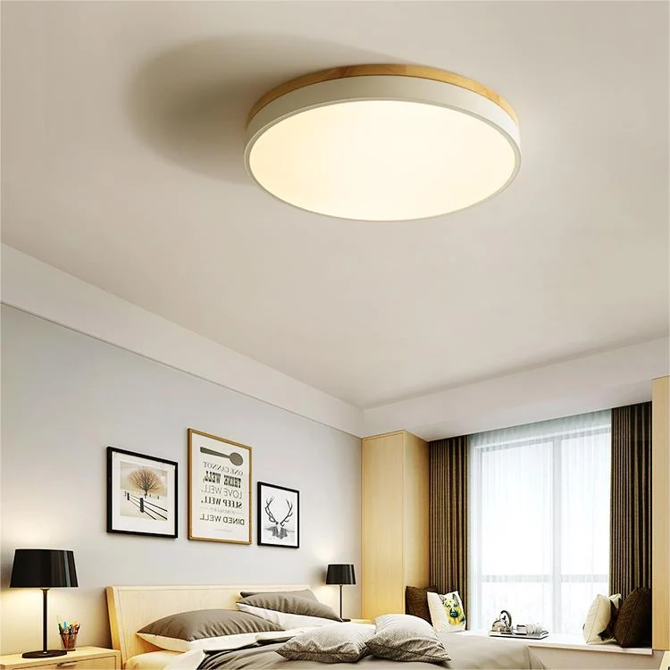 Ronde Plafondlamp met LED en Natuurlijk Hout — Scandinavisch Design met Dimfunctie | Sansoti