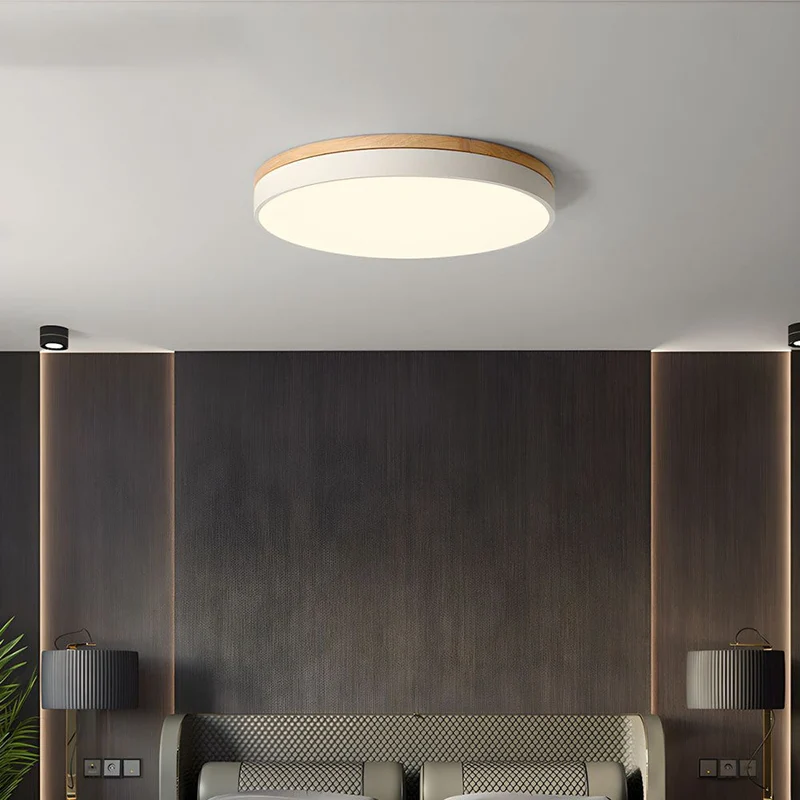 Ronde Plafondlamp met LED en Natuurlijk Hout — Scandinavisch Design met Dimfunctie | Sansoti